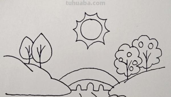 彩铅画怎么画风景桥 怎么手绘小桥流水山水风景简笔画？