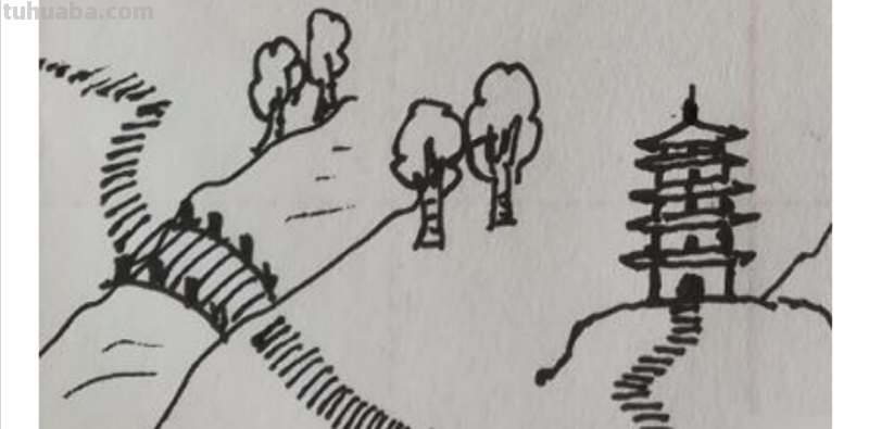 彩铅画怎么画风景桥 怎么手绘小桥流水山水风景简笔画？