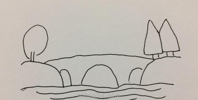 彩铅画怎么画风景桥 怎么手绘小桥流水山水风景简笔画？