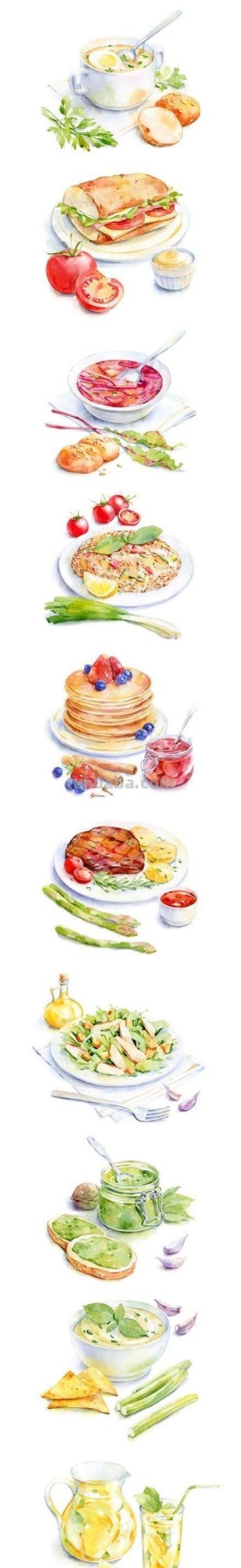 各种美食的200种水彩简笔画法，超级实用的素材！（建议收藏）