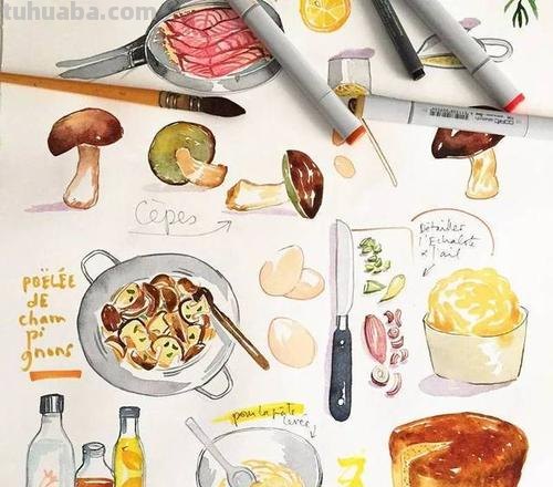 各种美食的200种水彩简笔画法，超级实用的素材！（建议收藏）