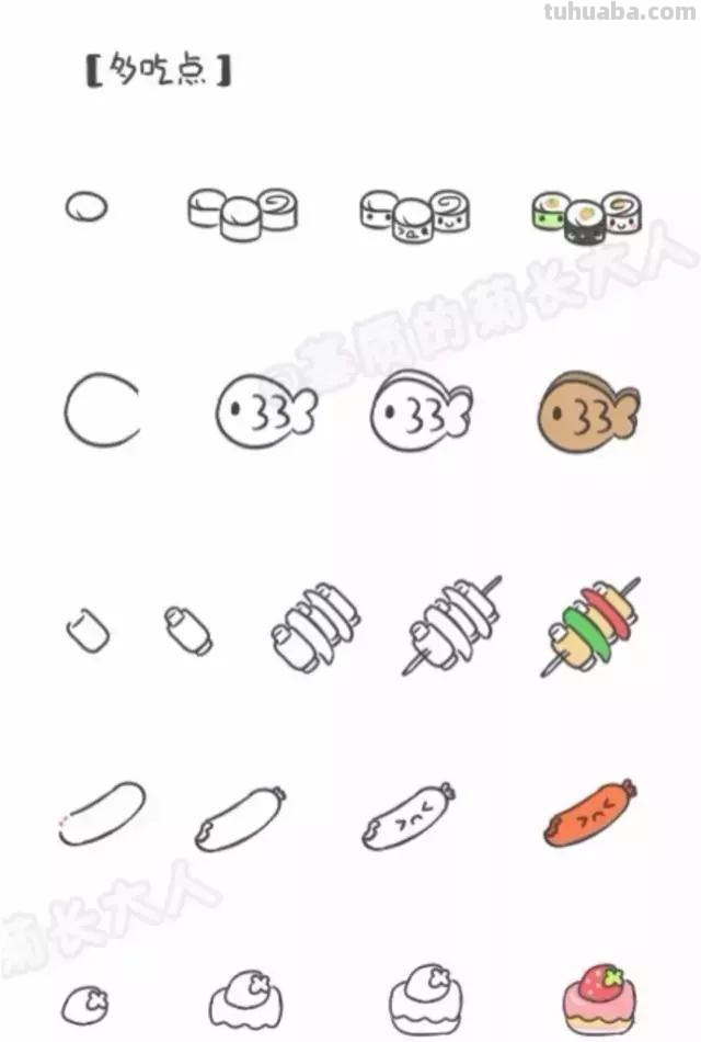 简笔画｜超详细食物类手账画法（附详细步骤图）