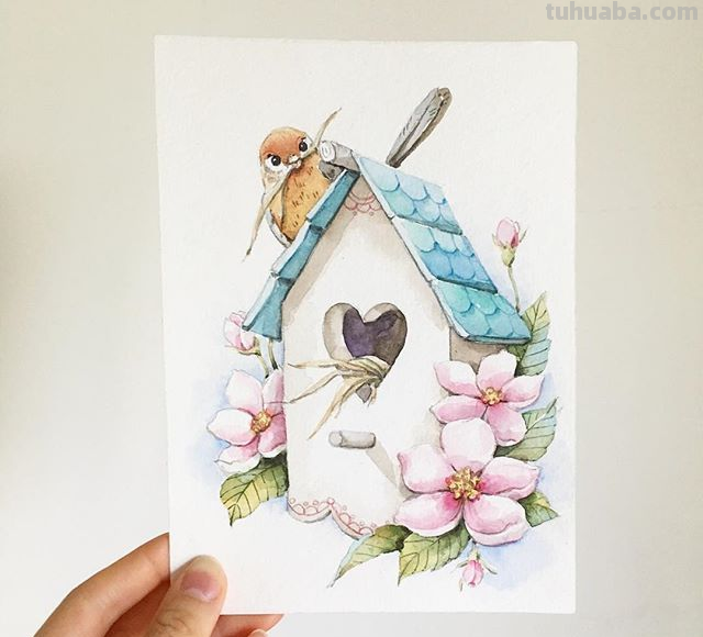 漂亮的水彩手绘插画~漂亮吗？