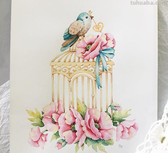 漂亮的水彩手绘插画~漂亮吗？