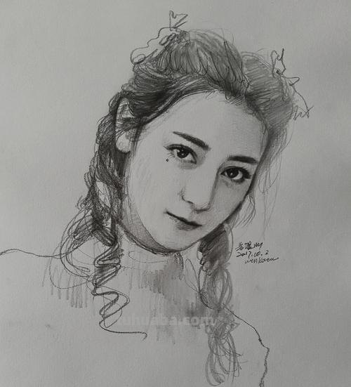 迪丽热巴素描 迪丽热巴素描图片