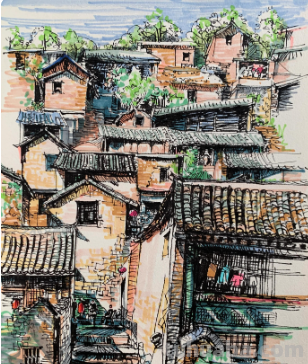 12色马克笔风景画教程