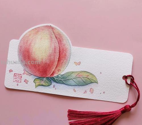水果书签彩铅桃子怎么画 在书签上画各种各样可爱的图案