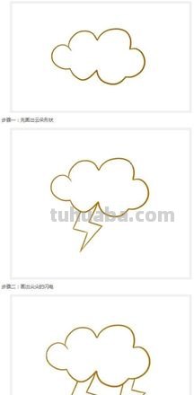 乌云怎么画简笔画图片 云、雨点、闪电简笔画怎么组合画?