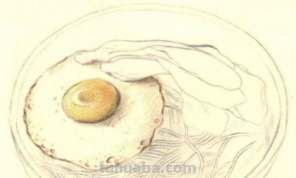 荷包蛋面条彩铅画步骤 荷包蛋面条简笔画