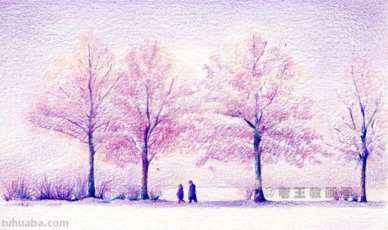 零基础如何画彩铅，教你画一幅浪漫的雪景
