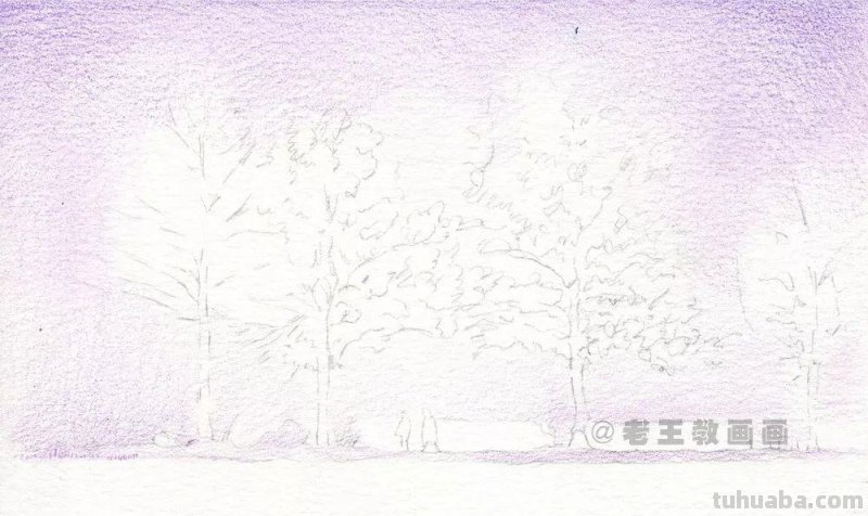 零基础如何画彩铅，教你画一幅浪漫的雪景