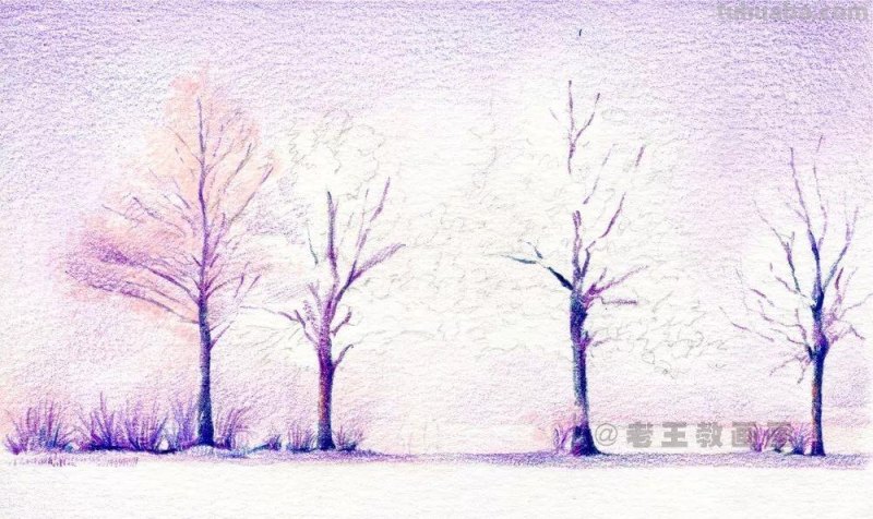 零基础如何画彩铅，教你画一幅浪漫的雪景