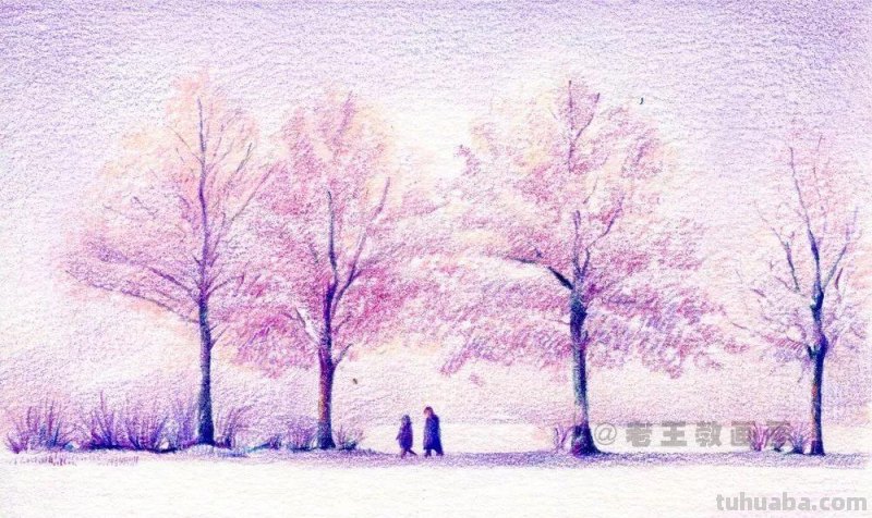 零基础如何画彩铅，教你画一幅浪漫的雪景