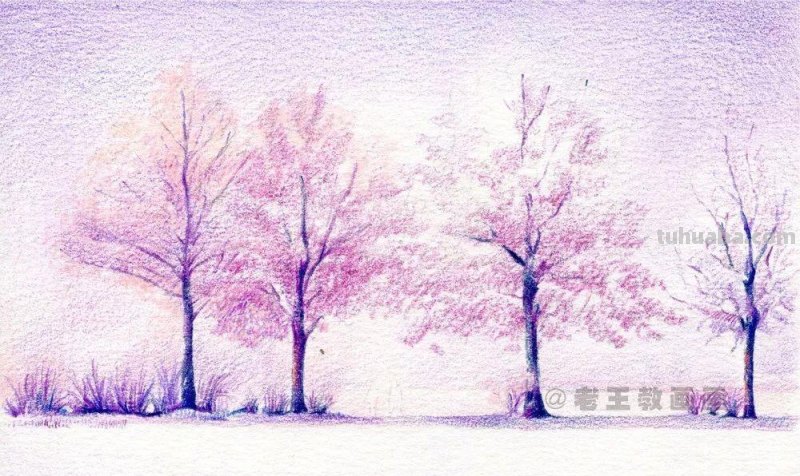 零基础如何画彩铅，教你画一幅浪漫的雪景