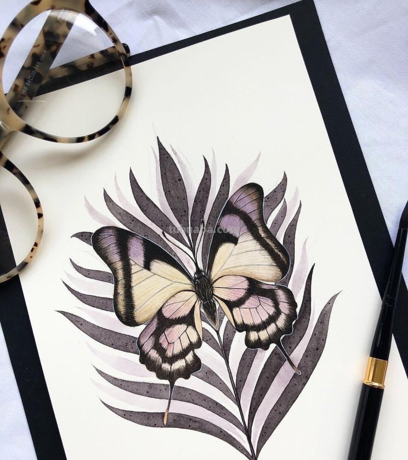跟着画家画水彩，植物与昆虫唯美插画，大自然的和谐之美
