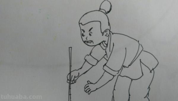 农民怎么画简笔画图片 怎么画一个背着锄头下地干活的老农民简笔画？