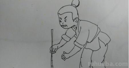 农民怎么画简笔画图片 怎么画一个背着锄头下地干活的老农民简笔画？