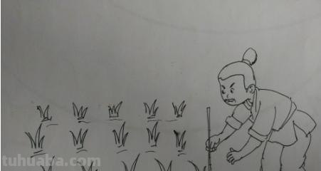 农民怎么画简笔画图片 怎么画一个背着锄头下地干活的老农民简笔画？