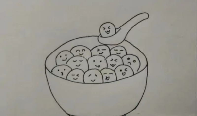 一碗元宵怎么画