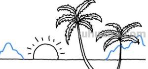海边怎么画简笔画图片 儿童简单水彩画海边？