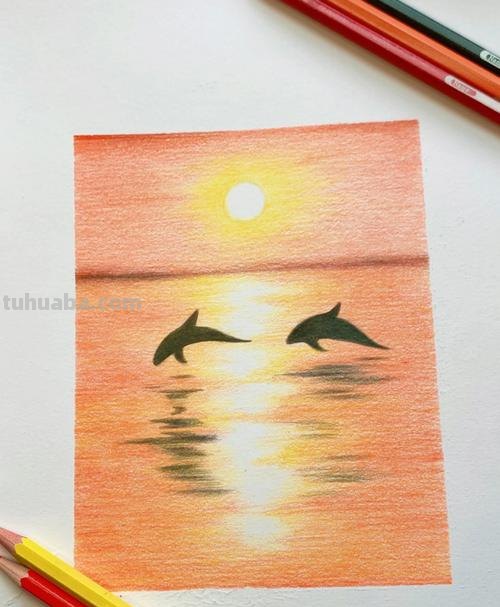 怎么用彩铅画日落夕阳 日落，彩色铅笔绘画，详细步骤教程？