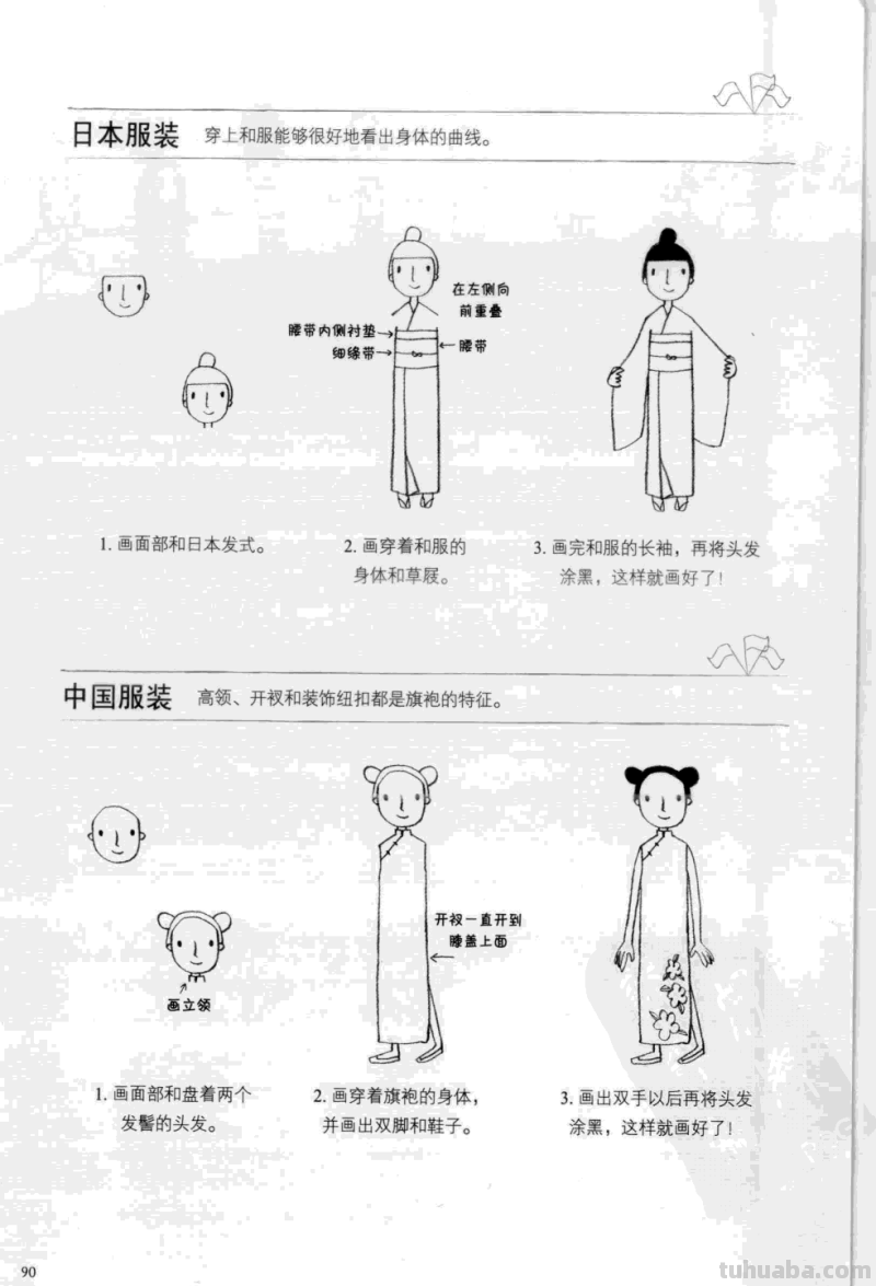 简笔插画也能表现复杂对象，世界各国服饰画法 绘画从此开始 