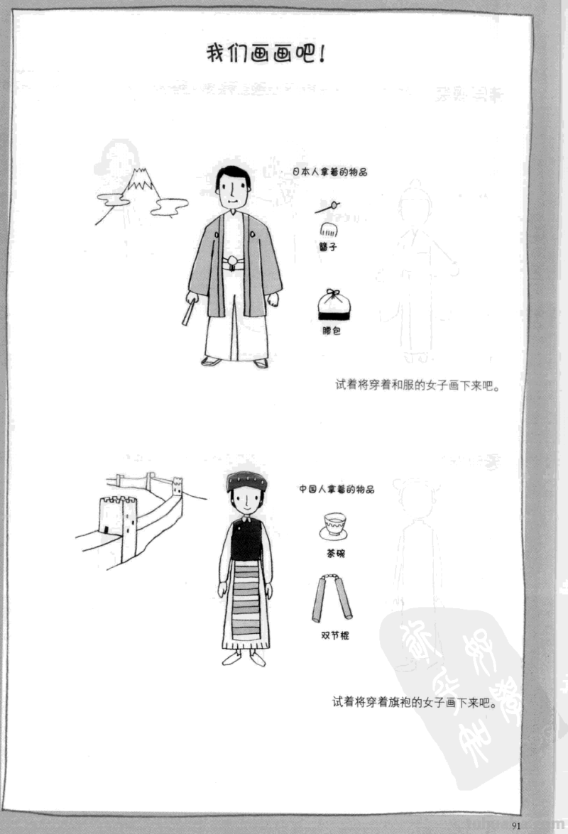 简笔插画也能表现复杂对象，世界各国服饰画法 绘画从此开始 