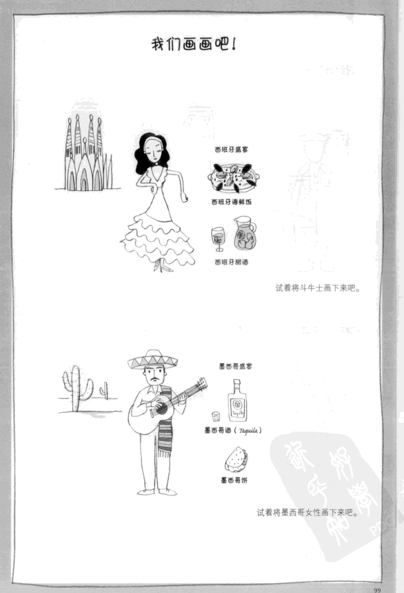 简笔插画也能表现复杂对象，世界各国服饰画法 绘画从此开始 