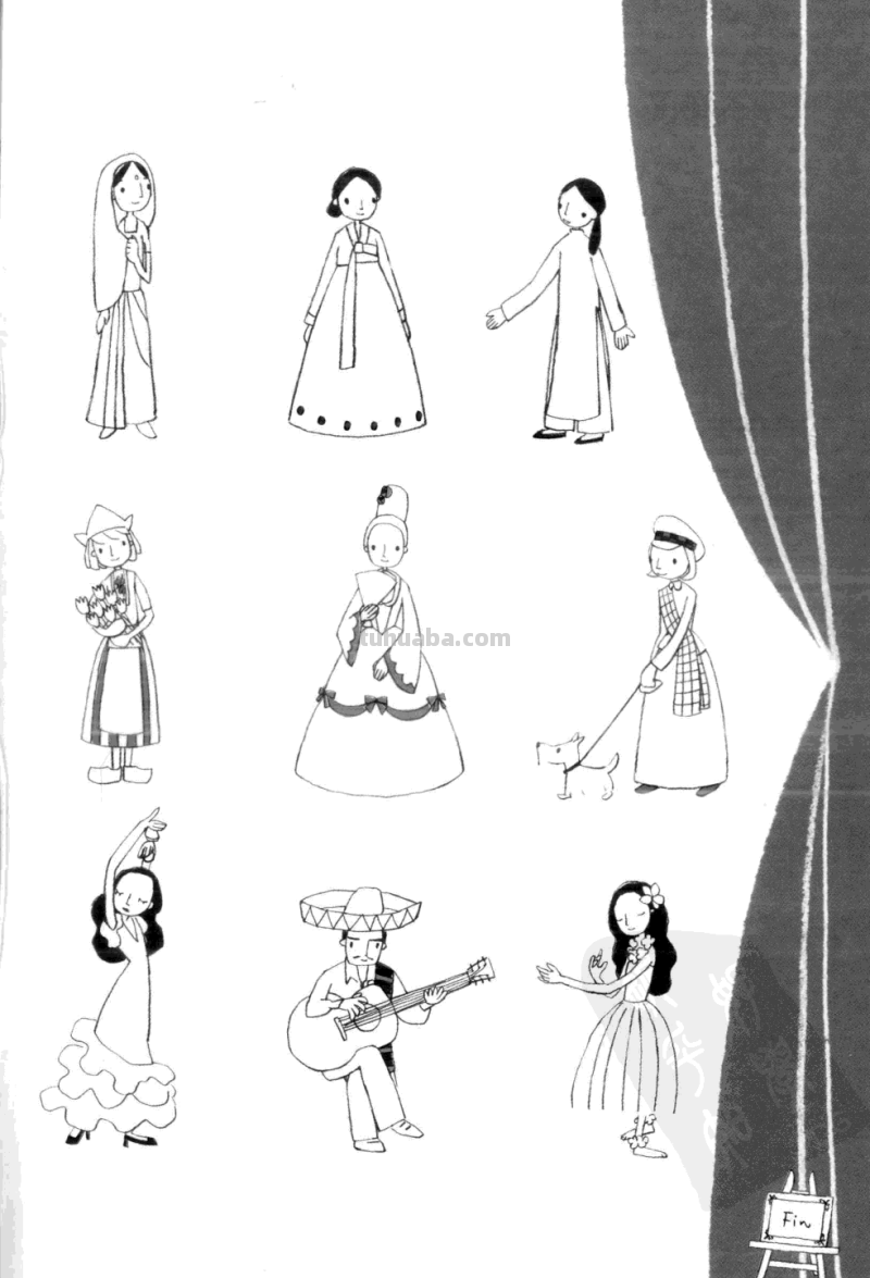 简笔插画也能表现复杂对象，世界各国服饰画法 绘画从此开始 