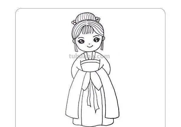 儿童汉族服饰简笔画