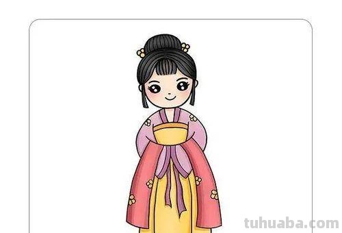 儿童汉族服饰简笔画