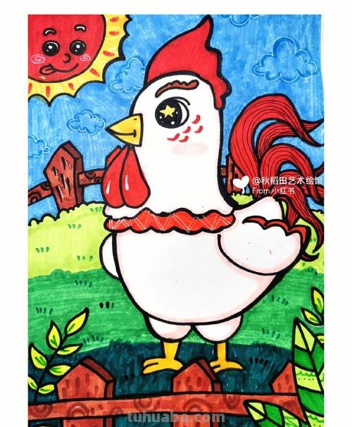 大公鸡儿童画 大公鸡儿童画图片