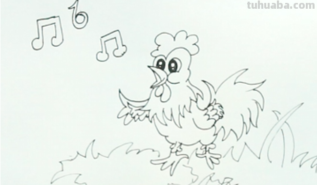 儿童画公鸡的画法