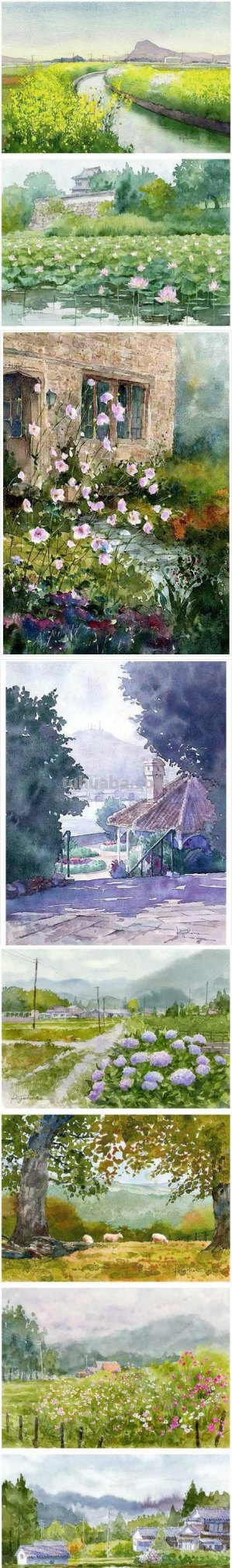 这也太好看了吧！水彩唯美风景画，手把手教你画！