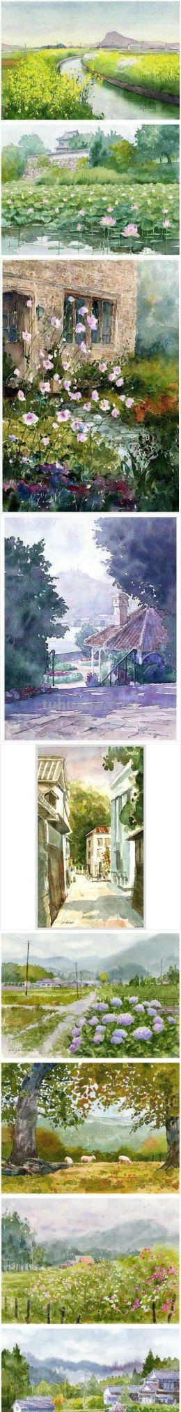 这也太好看了吧！水彩唯美风景画，手把手教你画！