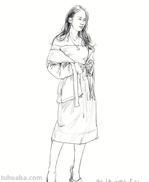 单人速写美女 速写起形技巧?