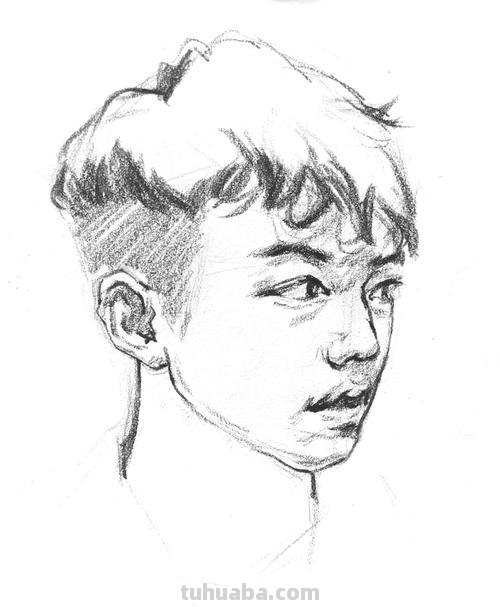 美术速写形体 速写,人头,简单,步骤?