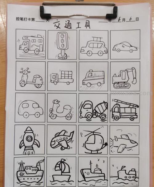 练习画画第19篇,交通类简笔画,各种可爱的交通工具跟图标