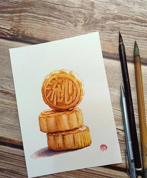 水彩手绘月饼画法 水彩手绘月饼画法图片