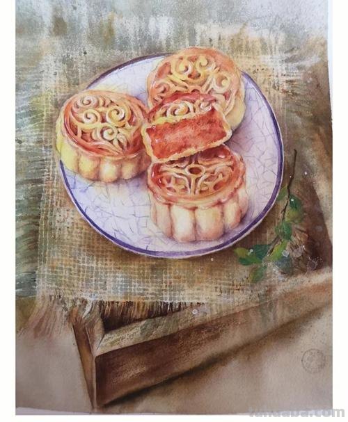水彩手绘月饼画法 水彩手绘月饼画法图片