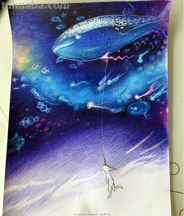 怎么彩铅画星空鲸鱼教程 怎样用彩铅画出星空?