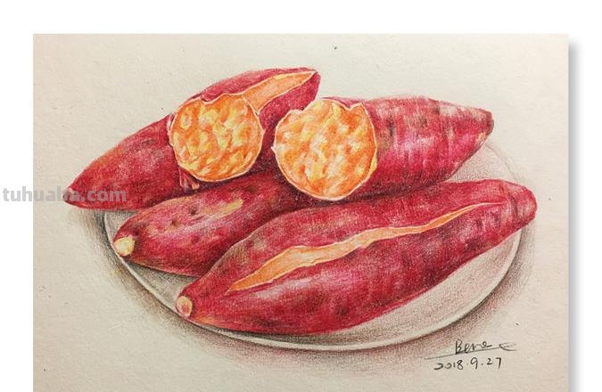 红薯片用什么彩铅画 红薯绘画?