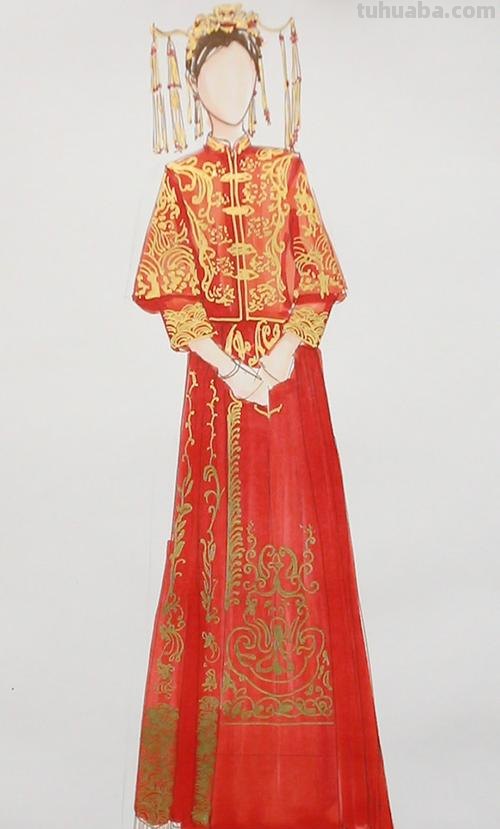 新娘中式礼服怎么画 新娘中式礼服怎么画好看