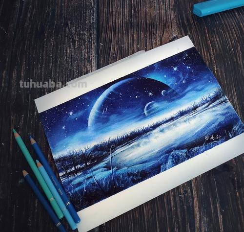 怎么用彩铅画梦幻天空 怎么用彩铅画星空画?