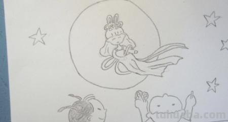 立体月亮怎么画彩铅图片 怎么用彩铅画芦苇塘和月亮？
