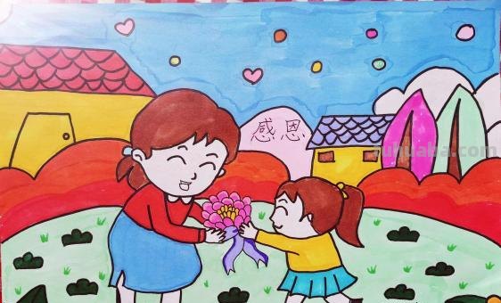 感恩儿童画 感恩儿童画大全图片