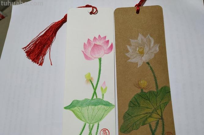 彩铅画书签怎么画好看 简单好看的荷花彩铅书签?