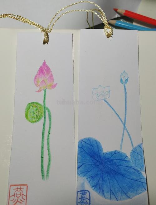 彩铅画书签怎么画好看 简单好看的荷花彩铅书签?