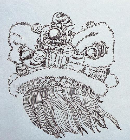 舞狮人物速写 舞狮素描?