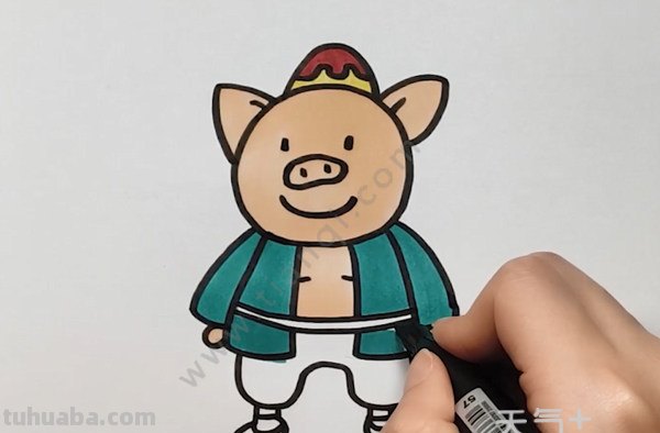 猪八戒简笔画怎么涂色 西游记四人图里面颜色怎么涂？
